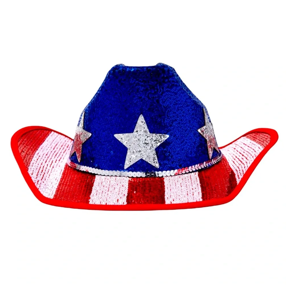 Stars & Stripes Sequin Cowboy Hat - NWT